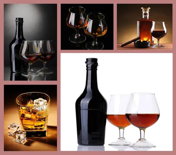 Collage de copas de brandy con hielo — Foto de Stock