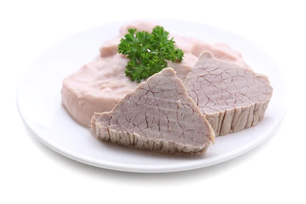 Vlees plakken voor zuigelingenvoeding, geïsoleerde op wit — Stockfoto
