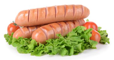 ızgara sosis üzerine beyaz izole