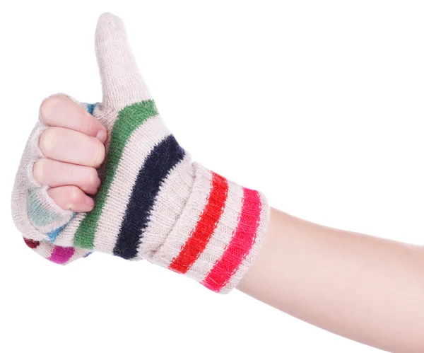 Female hands in mittens isolated on white — Stock Photo, Image