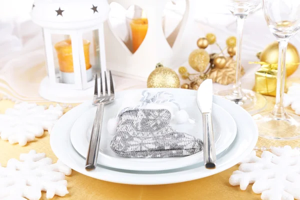 Servering jul bord närbild — Stockfoto