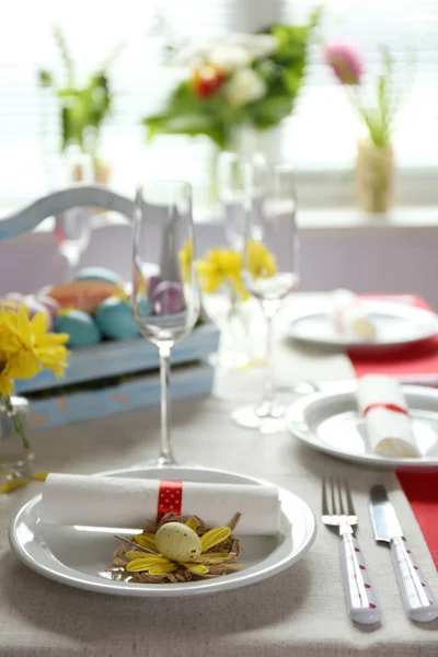 Beautiful holiday Easter table setting — Stock Photo, Image