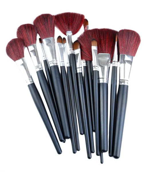 Black make-up brushes isolated on white — Stock Photo, Image