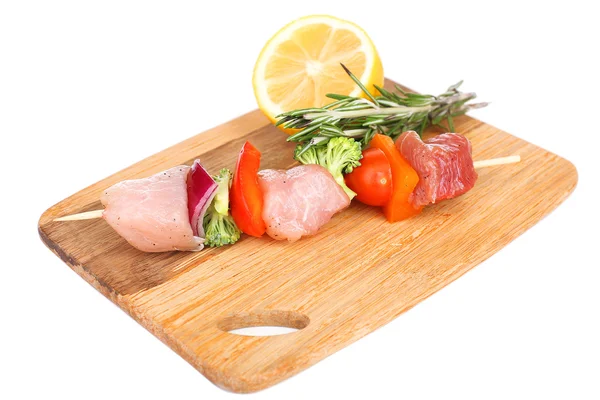 Raw pork kebab isolated on white — Stock Photo, Image