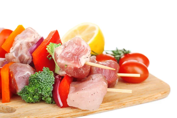 Raw pork kebab isolated on white — Stock Photo, Image