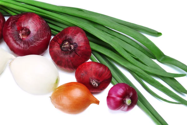 Cebolla cruda diferente, aislada en blanco — Foto de Stock