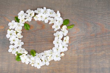 Ahşap arka planda güzel Kiraz Çiçeği