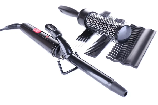 Outils professionnels de coiffeur isolés sur blanc — Photo