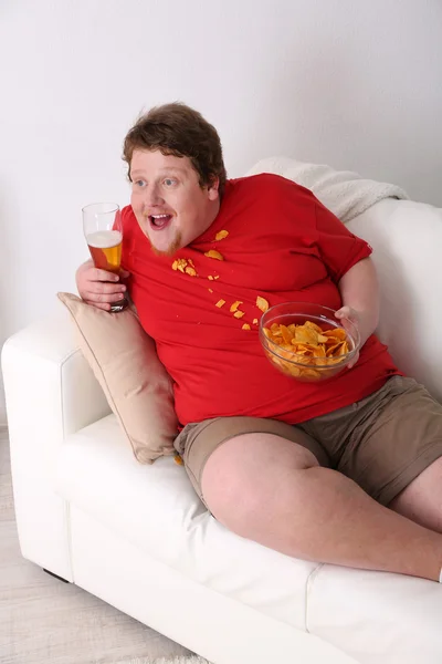 Lazy overweight male — Stock Photo, Image