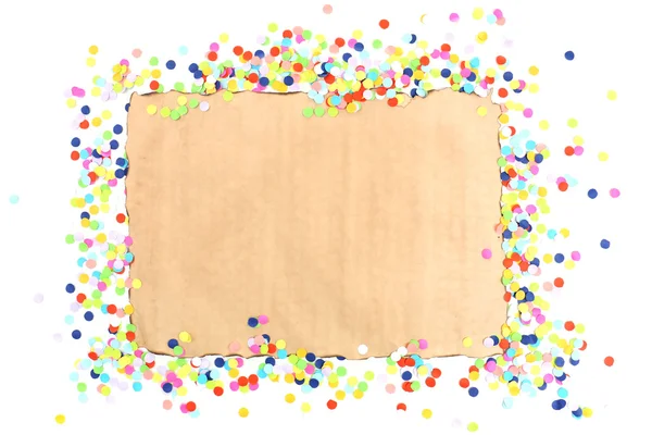 Blank paper with confetti around — Stock Photo, Image