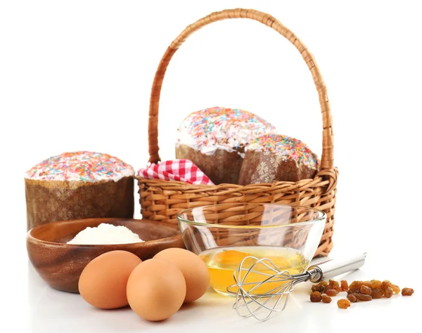 Elszigetelt fehér Húsvét sütemény Hozzávalók — Stock Fotó