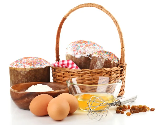 Ingredientes para bolo de Páscoa isolado em branco — Fotografia de Stock