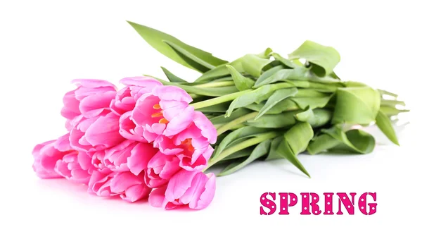 Schöne rosa Tulpen, isoliert auf weiß — Stockfoto