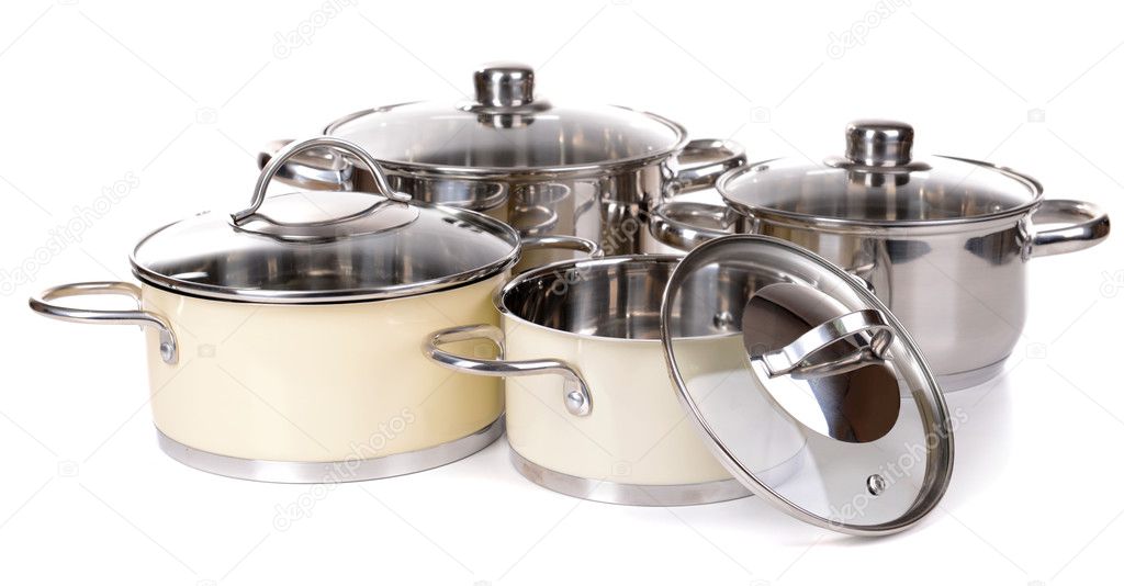 Pans isolated on white