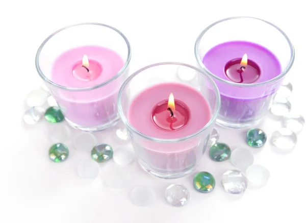 Beautiful colorful candles isolated on white — Stock Photo, Image