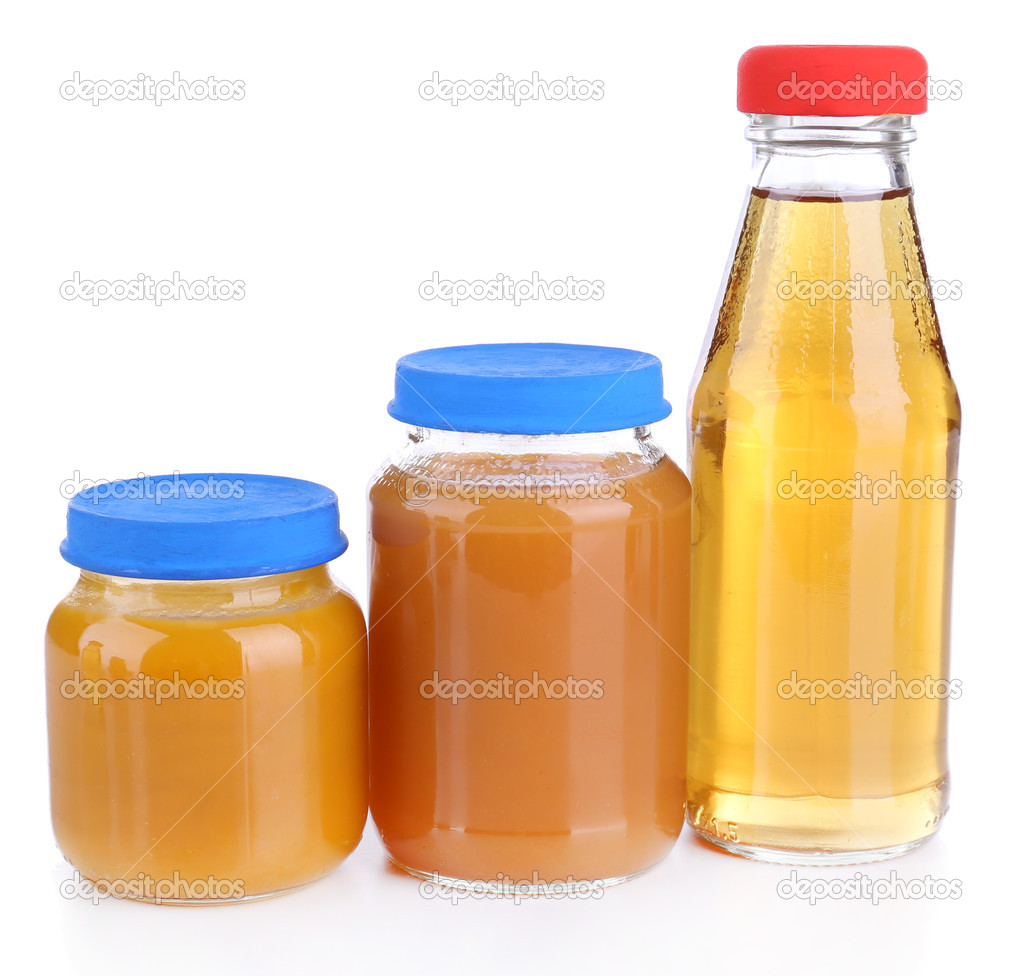 Nourriture Pour Bebe Dans Des Pots En Verre Isolee Sur Blanc Image Libre De Droit Par Belchonock C