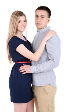 sevgi dolu çift üzerinde beyaz izole