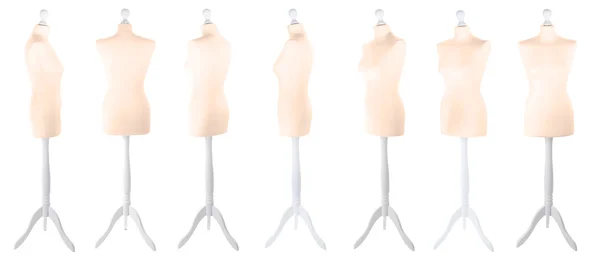 Weibliche Schaufensterpuppe aus verschiedenen Winkeln isoliert auf weiß — Stockfoto