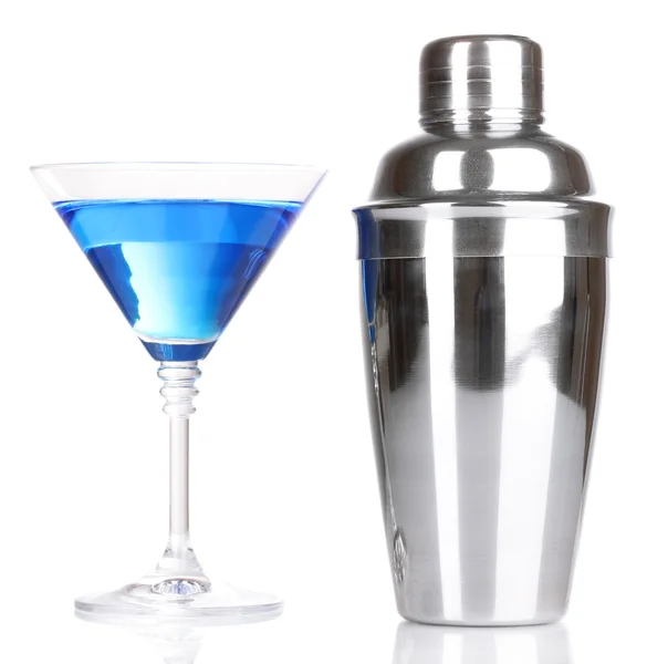 Tasty blue cocktail isolated on white — Stock Photo, Image