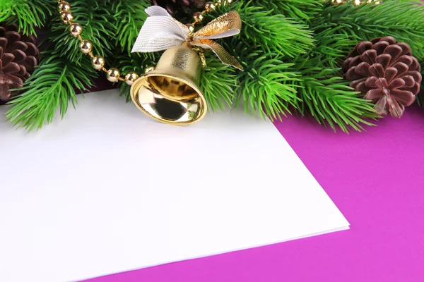 Christmas card on purple background — Stock Photo, Image