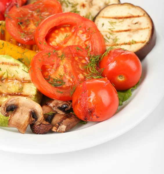 Delicious grilled vegetables on plate close-up — Stock Photo, Image
