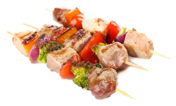 Svinekjøtt kebab isolert på hvitt – stockfoto