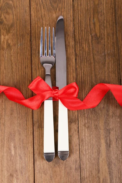 Set of knife and fork on table close-up — Stock Photo, Image