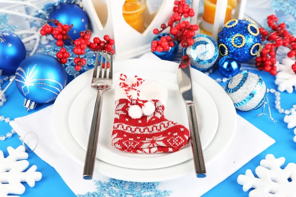Serving Christmas table close-up — Stock Photo, Image