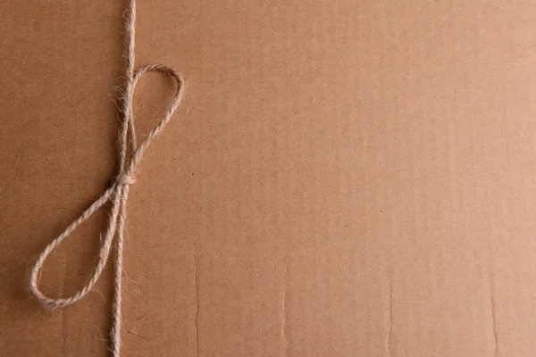 String tied in  bow on brown paper packaging close-up