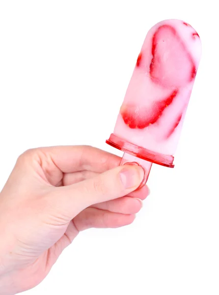 Helado de frutas en mano aislado en blanco — Foto de Stock