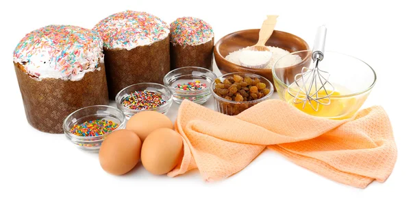 Ingredientes para bolo de Páscoa isolado em branco — Fotografia de Stock