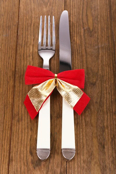 Set of knife and fork on table close-up — Stock Photo, Image