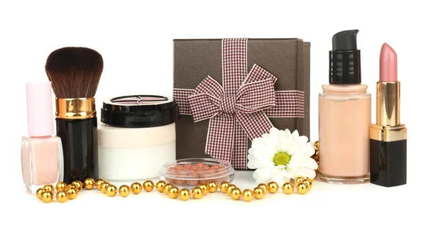 Kosmetický set dárek izolovaných na bílém — Stock fotografie