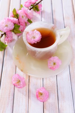 çay tablo yakın çekim üzerine ile güzel meyve çiçeği