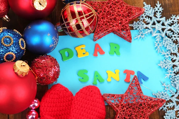 Letter to Santa Claus on wooden table close-up — Stock Photo, Image