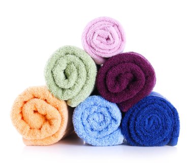 renkli havlu üzerinde beyaz izole