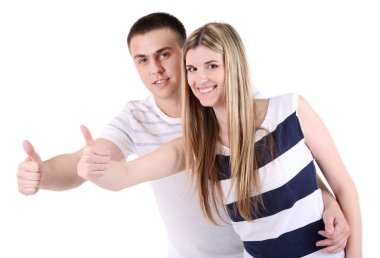 sevgi dolu çift üzerinde beyaz izole