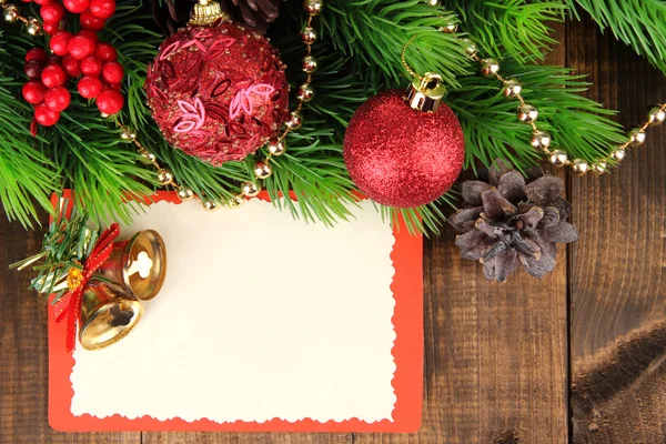 木製の背景上のクリスマス カード — ストック写真
