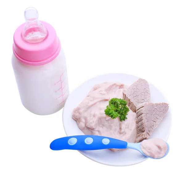 Vložit maso k výživě kojenců, izolované na bílém — Stock fotografie