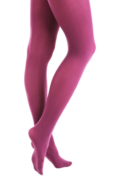 Strumpor på perfekta kvinnan ben, isolerad på vit — Stockfoto