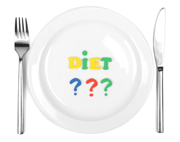 Deska s nápisem dieta izolované na bílém — Stock fotografie