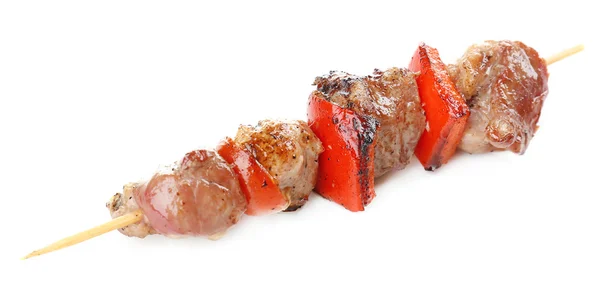 Carne di maiale kebab isolato su bianco — Foto Stock