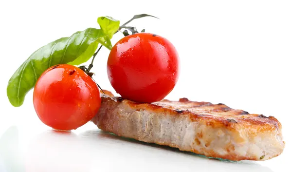 Grilled steak and vegetables isolated on white — Stock Photo, Image