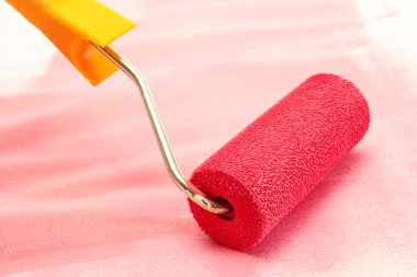 kırmızı boya ile rulo yakın çekim