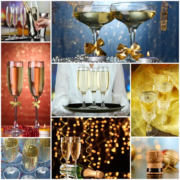 Champagne collage — Stockfoto