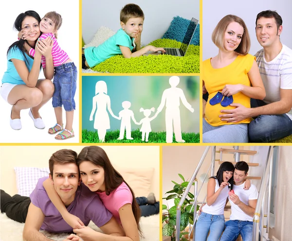 Happy family collage — Stock Photo, Image