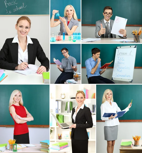 Colagem de professores inteligentes close-up — Fotografia de Stock