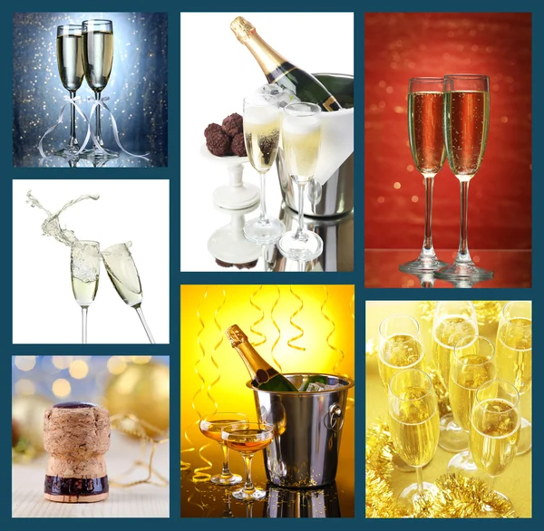 Colagem de champanhe — Fotografia de Stock