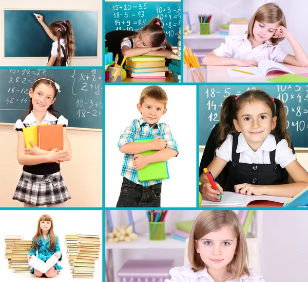Collage av skolbarn närbild — Stockfoto