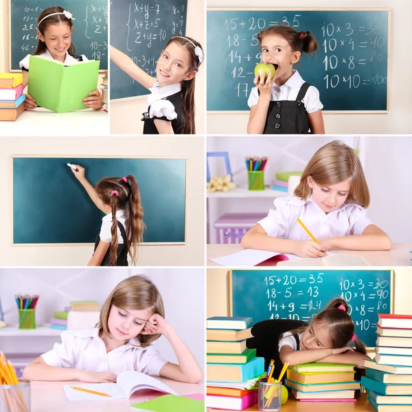 Collage of school children close-up — Stock Photo, Image